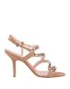 Anna F . Woman Sandals Blush Size 8 Leather In Pink