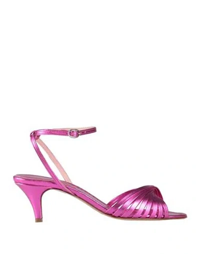 Anna F . Woman Sandals Fuchsia Size 6 Leather In Multi