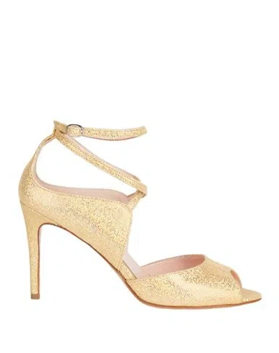 Anna F . Woman Sandals Gold Size 8 Leather