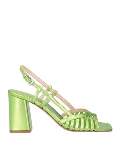 Anna F . Woman Sandals Green Size 7 Leather