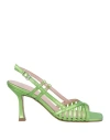 Anna F . Woman Sandals Green Size 7 Leather