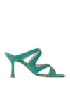 Anna F . Woman Sandals Green Size 9 Leather In Green