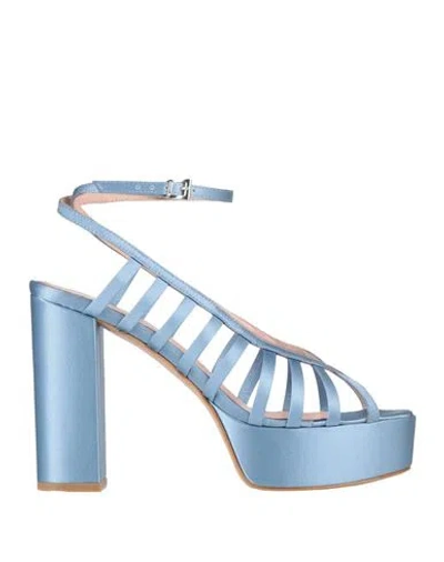 Anna F . Woman Sandals Light Blue Size 8 Textile Fibers