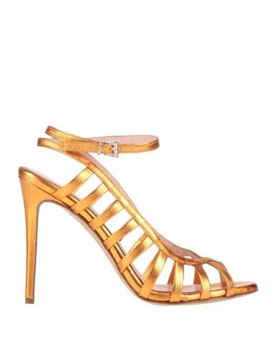 Anna F . Woman Sandals Orange Size 8.5 Soft Leather