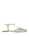 Anna F . Woman Sandals Platinum Size 11 Leather In Gold
