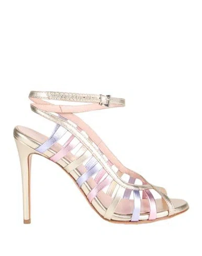 Anna F . Woman Sandals Platinum Size 7 Soft Leather In Grey