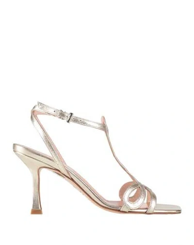Anna F . Woman Sandals Platinum Size 8 Leather In Grey
