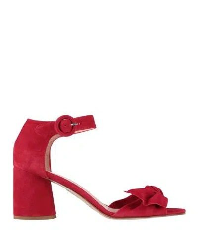 Anna F . Woman Sandals Red Size 11 Leather