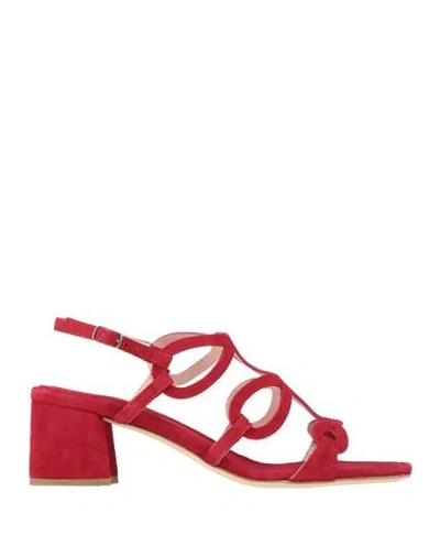Anna F . Woman Sandals Red Size 8.5 Leather