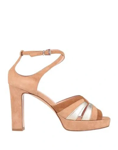 Anna F . Woman Sandals Sand Size 7.5 Leather In Beige