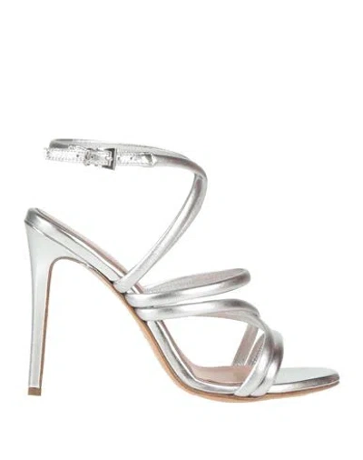 Anna F . Woman Sandals Silver Size 11 Leather
