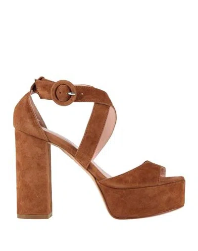 Anna F . Woman Sandals Tan Size 5 Leather In Brown