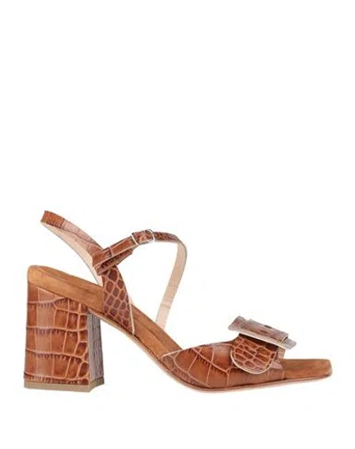 Anna F . Woman Sandals Tan Size 7.5 Leather In Brown