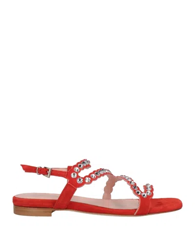 Anna F Sandals In Tomato Red