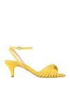 Anna F . Woman Sandals Yellow Size 6 Leather