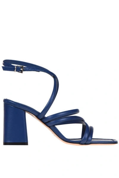 Anna F Leather Sandals In Navy Blue