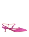 Anna F . Woman Pumps Fuchsia Size 6 Soft Leather In Pink