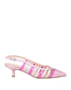 Anna F . Woman Pumps Pink Size 6 Leather