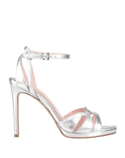 Anna F. Woman Sandals Silver Size 6 Leather In White