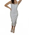 Anna Grace Camila Denim Midi Dress In White In Gray