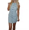 Anna Grace Eleanor Sleeveless Button Front Mini Dress In Blue In Blue