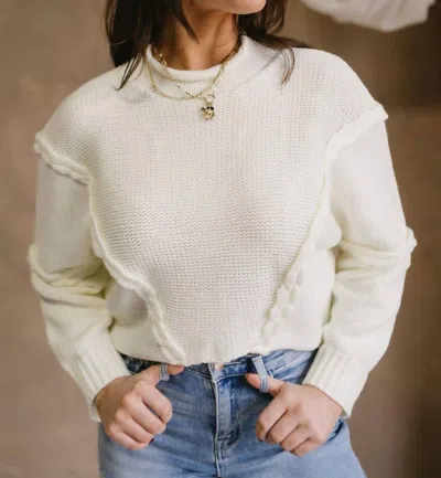 Anna Grace Juliette Braided Knit Sweater In Ivory In Multi