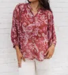 Anna Grace Olivia Floral Paisley Top In Rust & Pink In Multi
