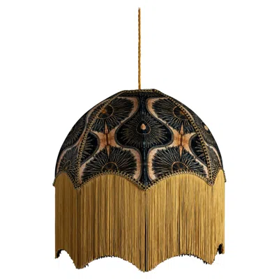 Pre-owned Anna Hayman Bibana Gold Lampshade With Fringing - Medium (16") In Brown