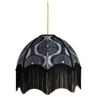 Pre-owned Anna Hayman Bibana Pewter Lampshade With Fringing - Large In Black