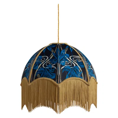 Pre-owned Anna Hayman Dianne Blue Lampshade With Fringing - Small