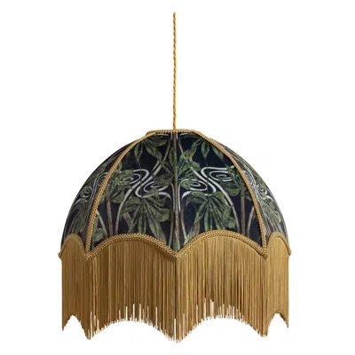 Pre-owned Anna Hayman Dianne Green Lampshade With Fringing - Medium (16")