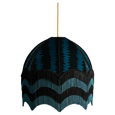 Pre-owned Anna Hayman Fitz Lampshade With Fringing - Small (14") In Black
