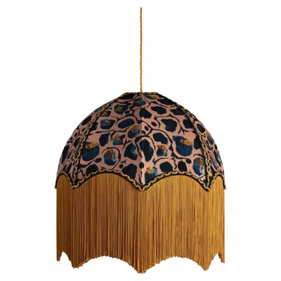 Pre-owned Anna Hayman Giraffe Blush Lampshade With Fringing - Extra Large (22") In Brown