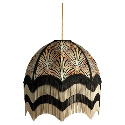 Pre-owned Anna Hayman Jada Lampshade With Fringing - Large (18") In Black