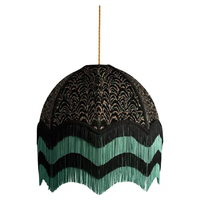 Pre-owned Anna Hayman Josephine Lampshade With Fringing - Medium (16") In Black