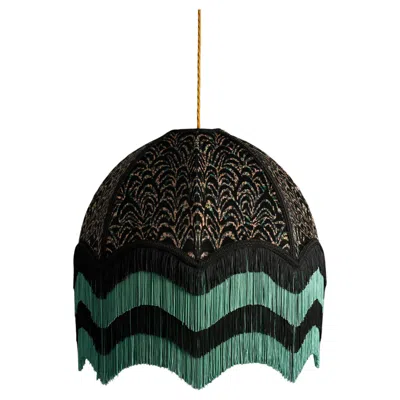 Pre-owned Anna Hayman Josephine Lampshade With Fringing - Small (14") In Black