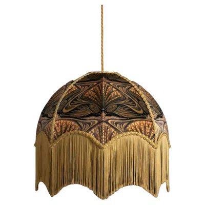 Pre-owned Anna Hayman Oyster Lampshade With Fringing - Small (14") In Brown