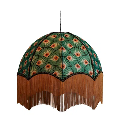 Pre-owned Anna Hayman Palmprint Lampshade With Fringing - Medium (16") In Brown