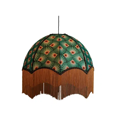 Pre-owned Anna Hayman Palmprint Lampshade With Fringing - Small (14") In Brown