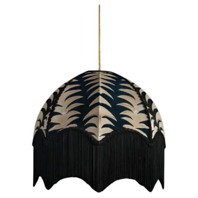 Pre-owned Anna Hayman Raja Lampshade With Fringing - Extra Large (22") In Black