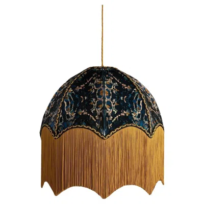 Pre-owned Anna Hayman Siouxsie Lampshade With Fringing - Medium (16") In Brown