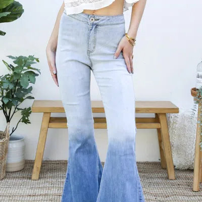Anna-kaci Bell Bottom High Waist Denim Jeans In Metallic