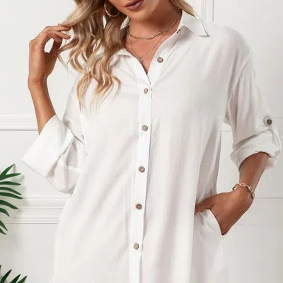Anna-kaci Button Front Relaxed Fit Blouse In White