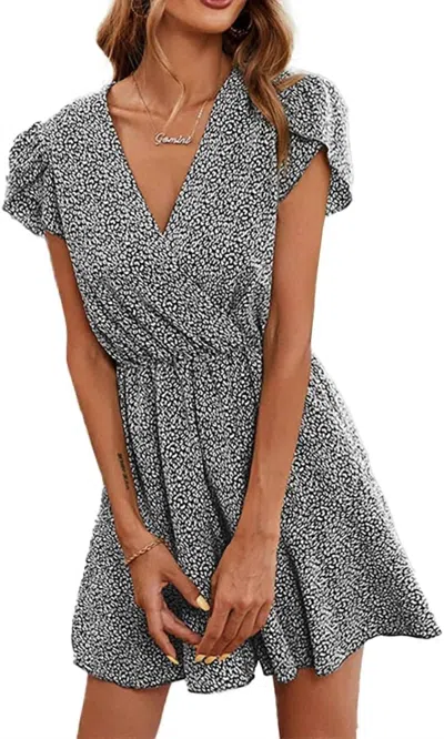 Anna-kaci Print Short Romper In Black/white