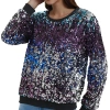 Anna-kaci Sequin Long Sleeve Sparkly Pullover Sweatshirt In Multi