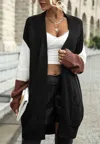 Anna-kaci Triple Tone Chunky Knit Cardigan In Black Multi In Multi