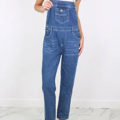 Anna-kaci Vintage Straight-leg Overalls In Blue