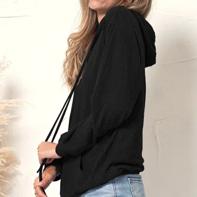 Anna-kaci Waffle Knit Oversized Lounge Hoodie In Black