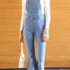Anna-kaci Women's Flare Overalls Jumpsuits Retro Bell Bottom Jeans Skinny Denim Overalls In Blue