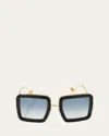 Anna-karin Karlsson Beaming Sky Swarovski Square Acetate Sunglasses In Black Crysta